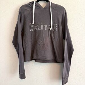 barre3 Women’s Gray Pullover Hoodie S Logo Graphic Drawstring Raglan Sleeve